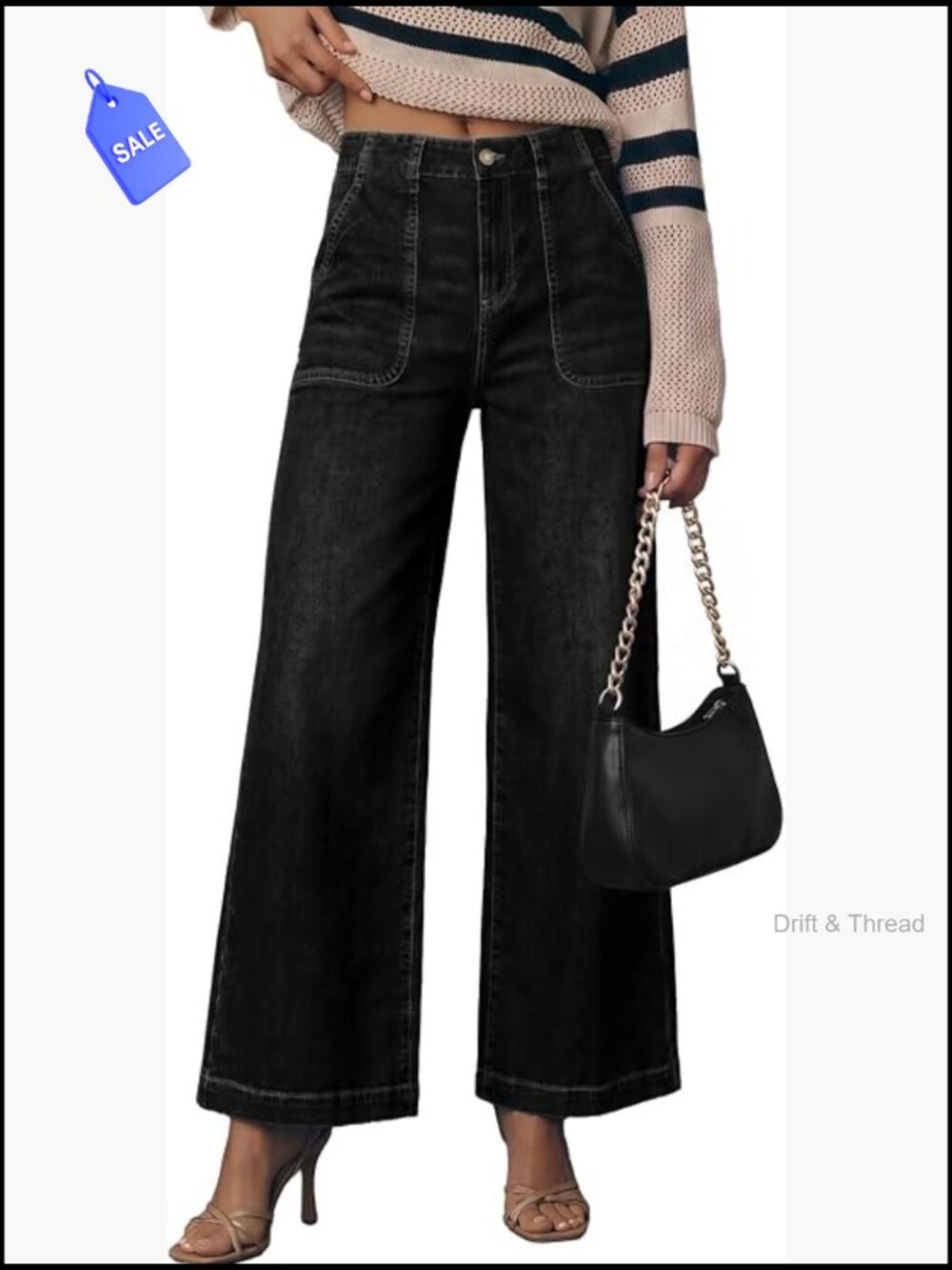 Women's High Rise Baggy Wide Leg Jeans Stretchy Denim Pants